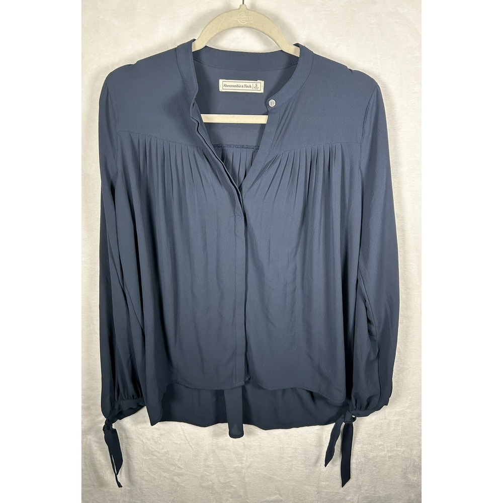 Abercrombie & Fitch Peasant Prairie Navy Blue Blouse Top Button‎ Front Shirt S